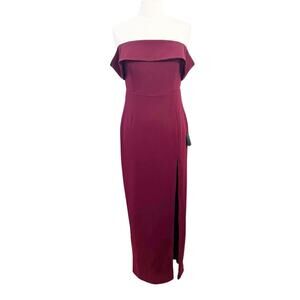 LULU'S Enchanting Romantic Burgundy Off-the-Shoulder Maxi Dress Large NWT